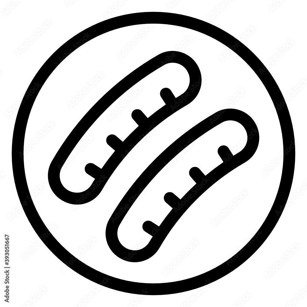 Icon of cooked sausages in editable filled style
Icon of cooked sausages in editable filled style