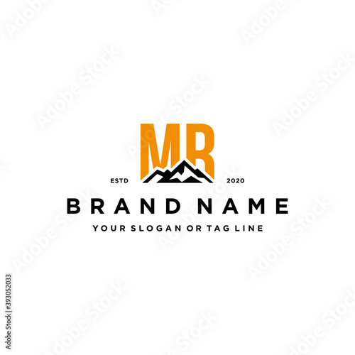 letter MR mountain logo design vector