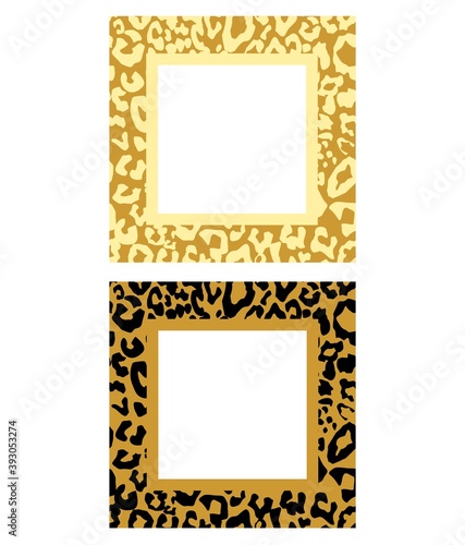 Fashion frames variation for discount labels, sale tag, bag and t shirt design with sand color leopard print