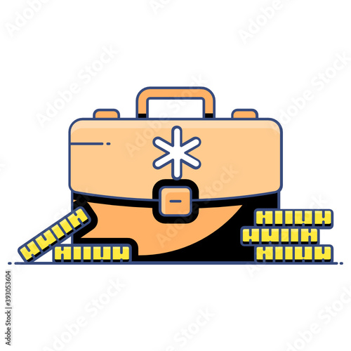 
Briefcase with coins showing concept of emergency funds icon
