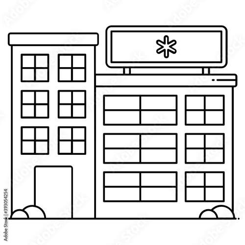 
An icon design of hospital building, flat vector of disease treatment place 
