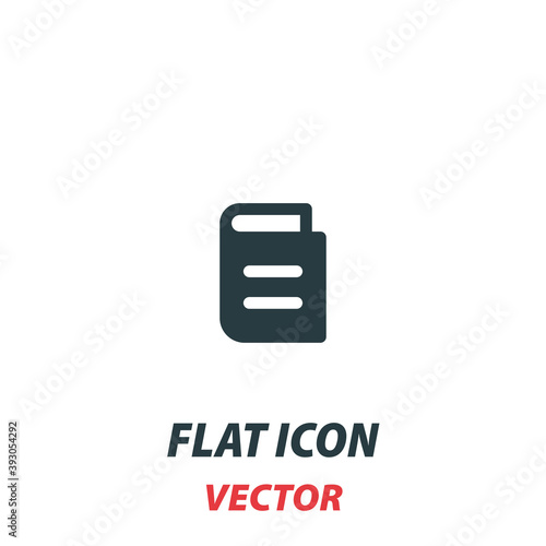 Book icon in a flat style. Vector illustration pictogram on white background. Isolated symbol suitable for mobile concept, web apps, infographics, interface and apps design