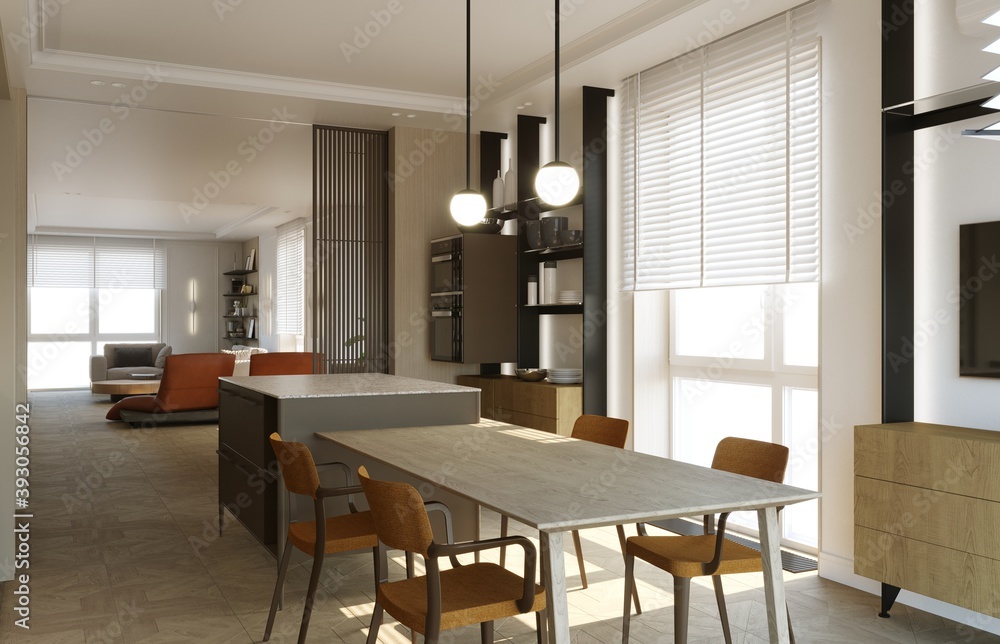 Fototapeta premium modern apartment interior, 3D illustration
