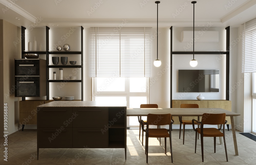 modern apartment interior, 3D illustration modern apartment interior, 3D illustration