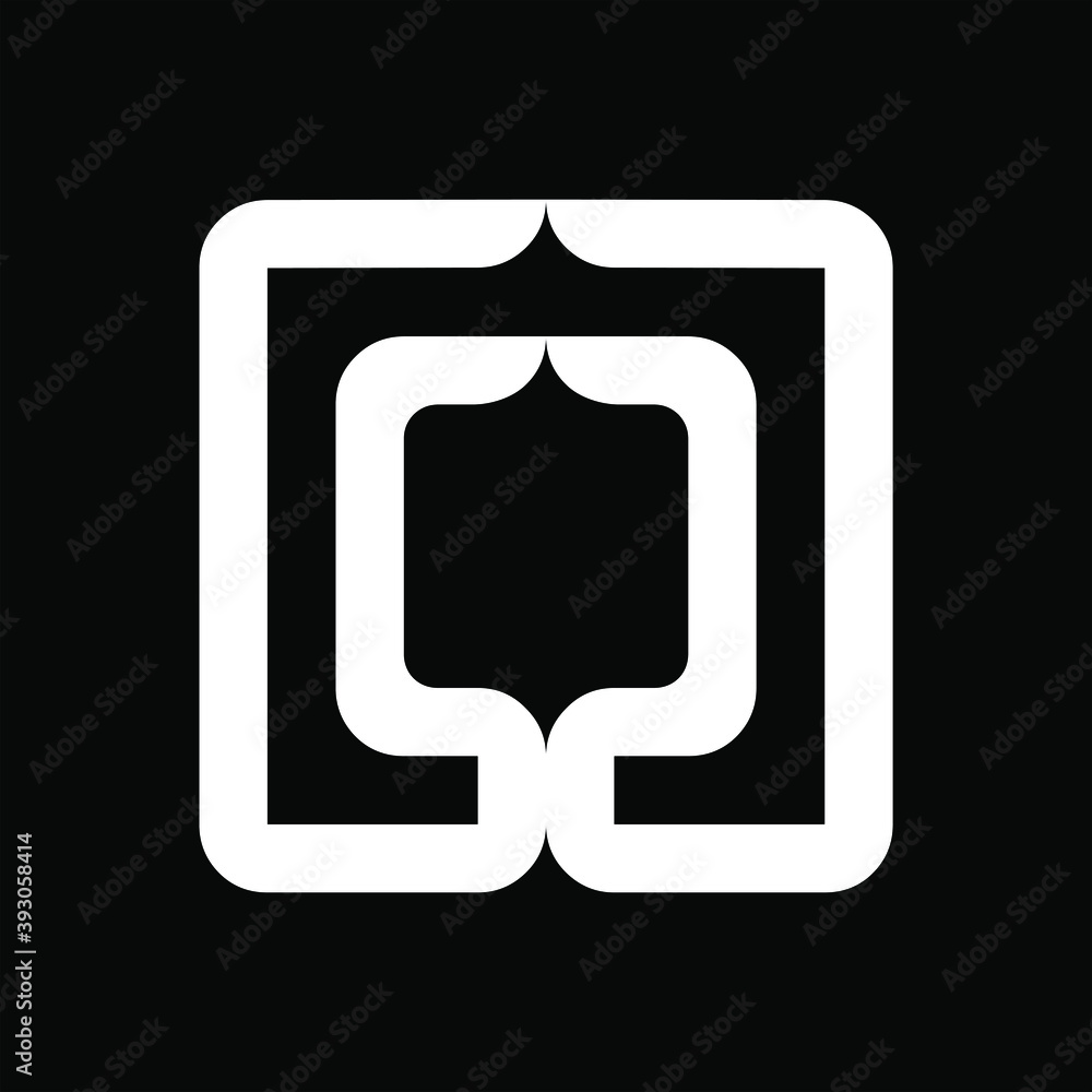 Abstract Geometric Rounded Square with flat symbol monogram