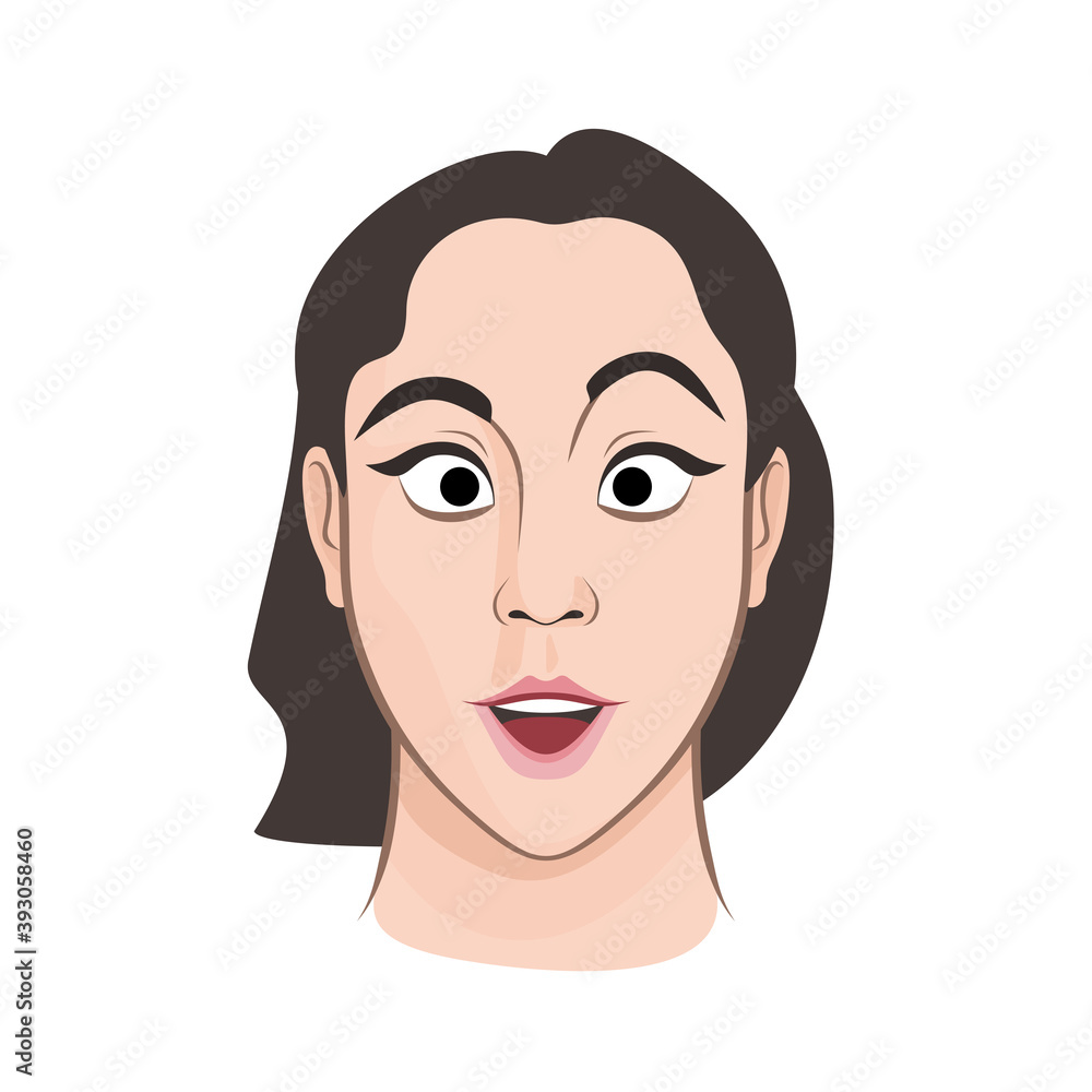 Surprised beautiful woman face portrait vector illustration make-up