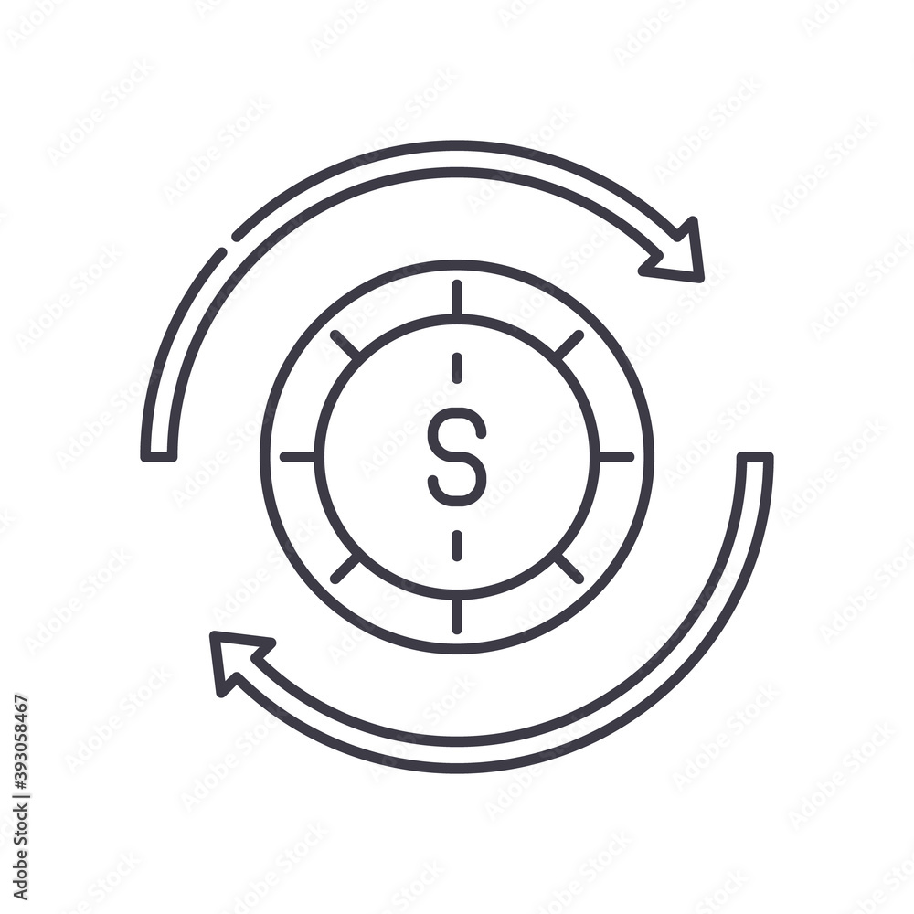 Rate of return icon, linear isolated illustration, thin line vector, web design sign, outline concept symbol with editable stroke on white background. Rate of return icon, linear isolated illustration, thin line vector, web design sign, outline concept symbol with editable stroke on white background.