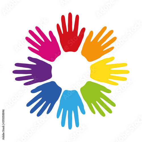 group of human hands build a circle isolated on white vector illustration EPS10