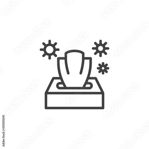 Alcohol wipes package line icon. linear style sign for mobile concept and web design. Antibacterial wipes outline vector icon. Symbol, logo illustration. Vector graphics