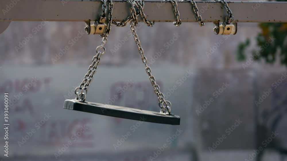 Close up of baby swings that are rolled up for no using. Children's