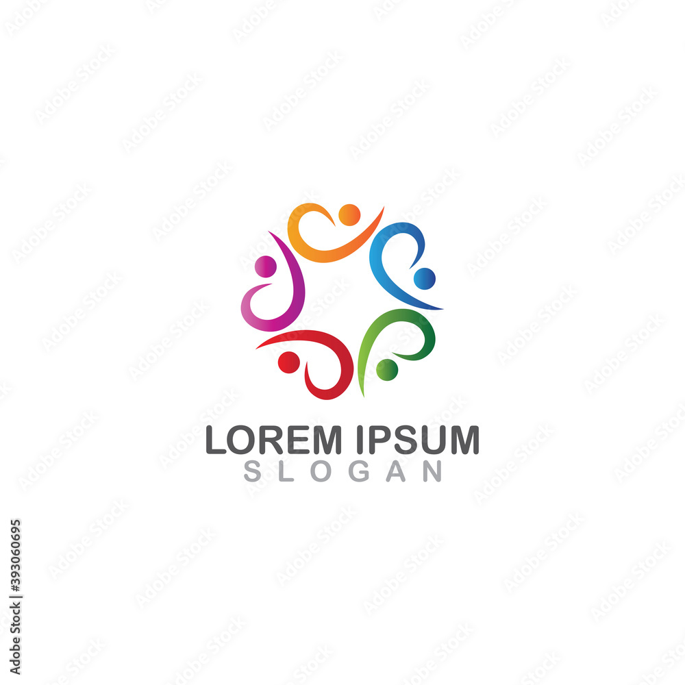 Abstract people logo Vector Emblem Design Template. Creative Circle of People Icon