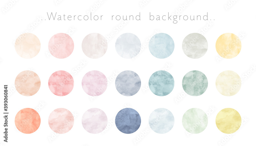 水彩風の丸 円のフレーム 背景のセット カラフル 枠 素材 テクスチャ 切り抜き おしゃれ Stock Vector Adobe Stock