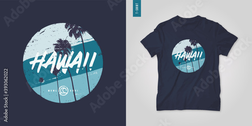 Hawaii. T-shirt vector design, poster, print, template