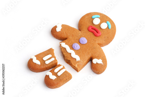 scared gingerbread man with no legs