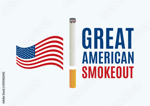 Great American Smokeout vector. American flag with cigarette icon vector. Stop smoking campaign vector