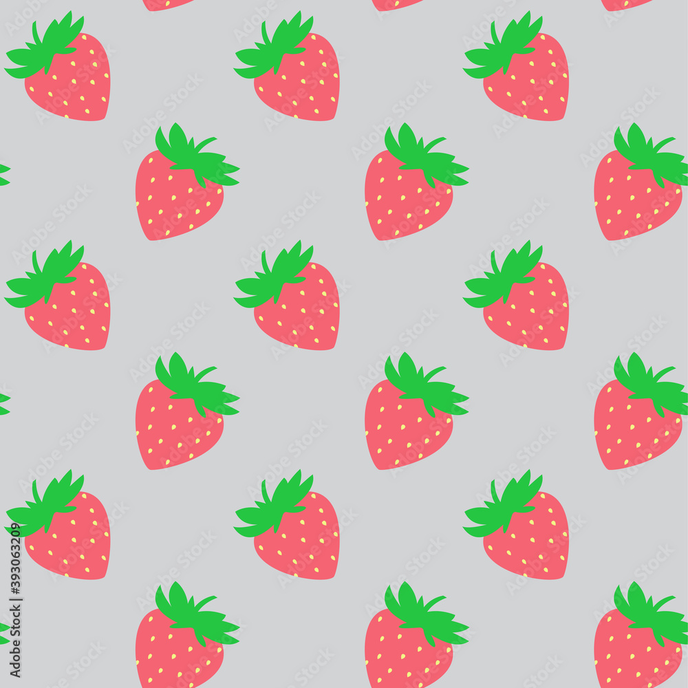 Seamless pattern with red strawberries on grey board. Tasty berry, sweet food illustration. Summer theme. Beautiful print for textile, greeting cards, wrapping paper, decor and design. Jpg file Seamless pattern with red strawberries on grey board. Tasty berry, sweet food illustration. Summer theme. Beautiful print for textile, greeting cards, wrapping paper, decor and design. Jpg file