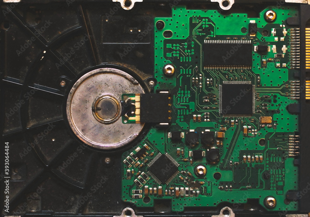 Fototapeta premium Old HDD hard disk drive close up