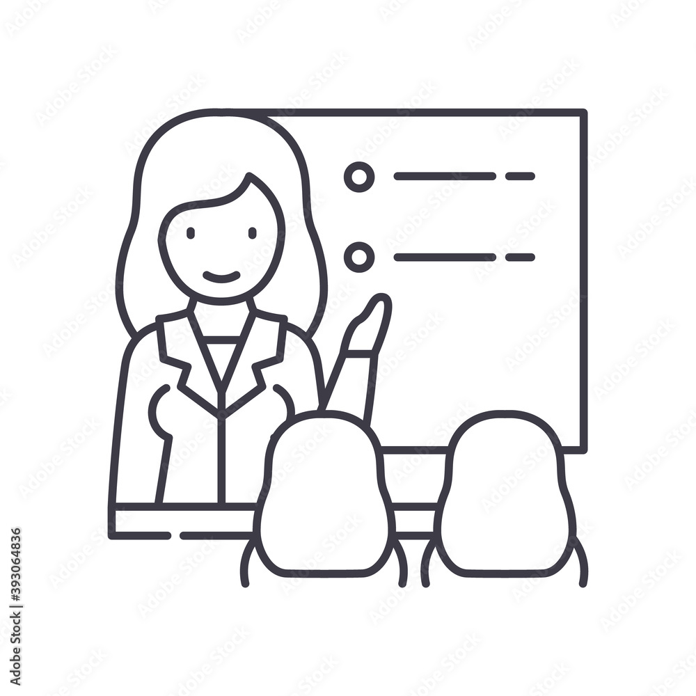 Company training icon, linear isolated illustration, thin line vector, web design sign, outline concept symbol with editable stroke on white background. Company training icon, linear isolated illustration, thin line vector, web design sign, outline concept symbol with editable stroke on white background.