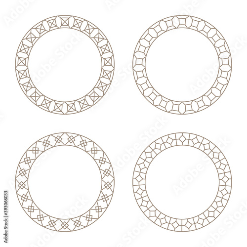 Set of round frames with geometric pattern