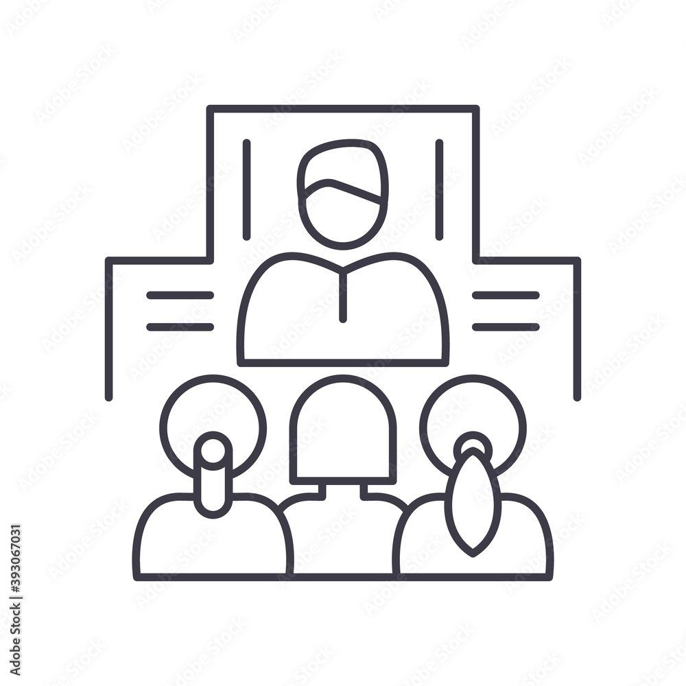 Company division icon, linear isolated illustration, thin line vector, web design sign, outline concept symbol with editable stroke on white background. Company division icon, linear isolated illustration, thin line vector, web design sign, outline concept symbol with editable stroke on white background.