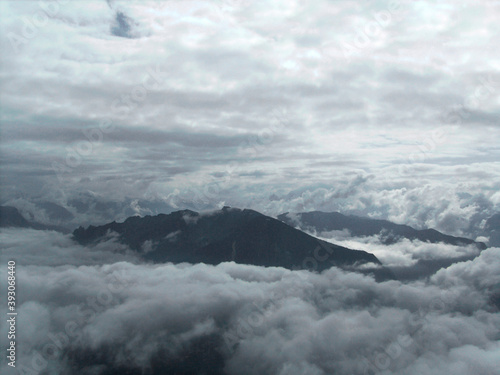 Cloudy mountain view from Piding via ferrata climbing route, Bavaria, Germany
