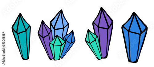 Colorful purple and bluecrystal fracture group of quartz