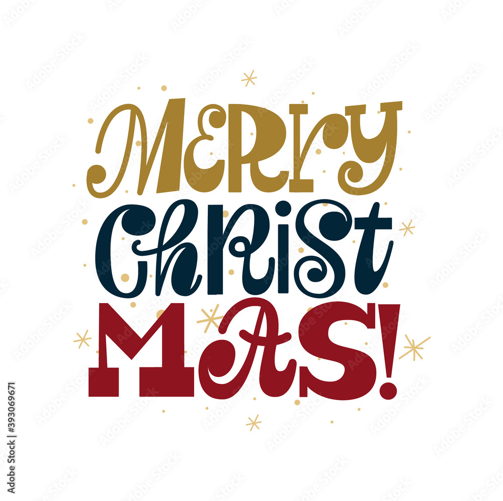 Merry Christmas modern type greeting card design