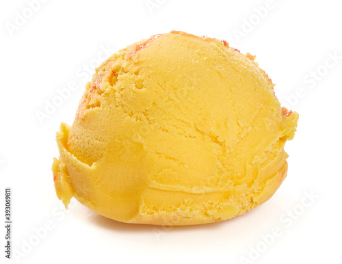 mango ice cream isolated on white