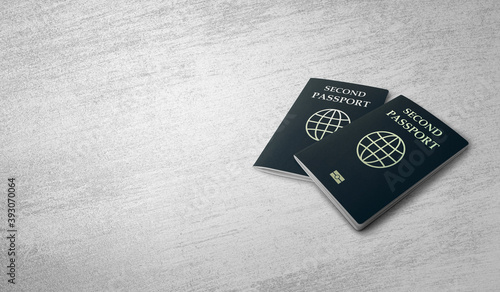 two Second passport on a white background, space for texts