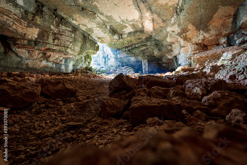 Grotta del Ciabattino (Cave of the Shoemaker). Jurassic time, near the peak of Corno d'Aquilio on Lessinia Plateatu, Verona province, Veneto, Italy, Europe.