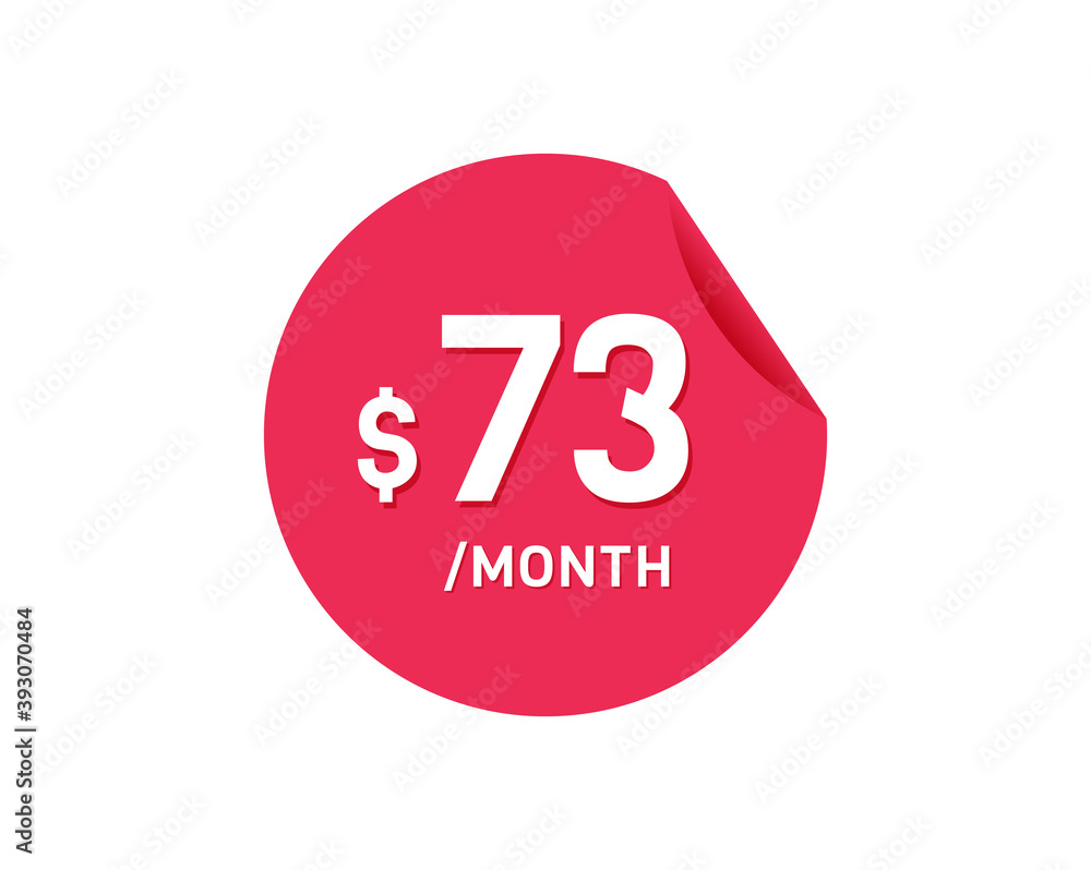 $73 Dollar Month. 73 USD Monthly sticker $73 Dollar Month. 73 USD Monthly sticker