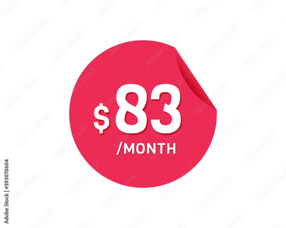 $83 Dollar Month. 83 USD Monthly sticker $83 Dollar Month. 83 USD Monthly sticker