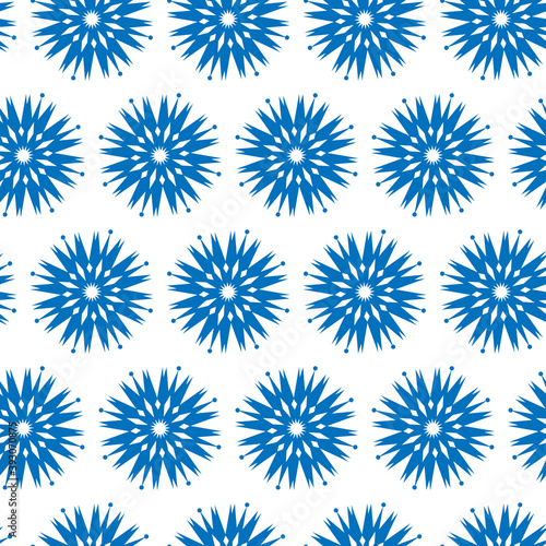 Christmas vector seamless pattern. Snowflakes silhouette seamless texture. Blue element on a white background. Isolated image. Textiles, wrapping paper, wallpaper design, packaging. New Year.