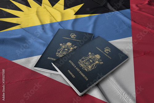 Antigua and Barbuda passport on its flag