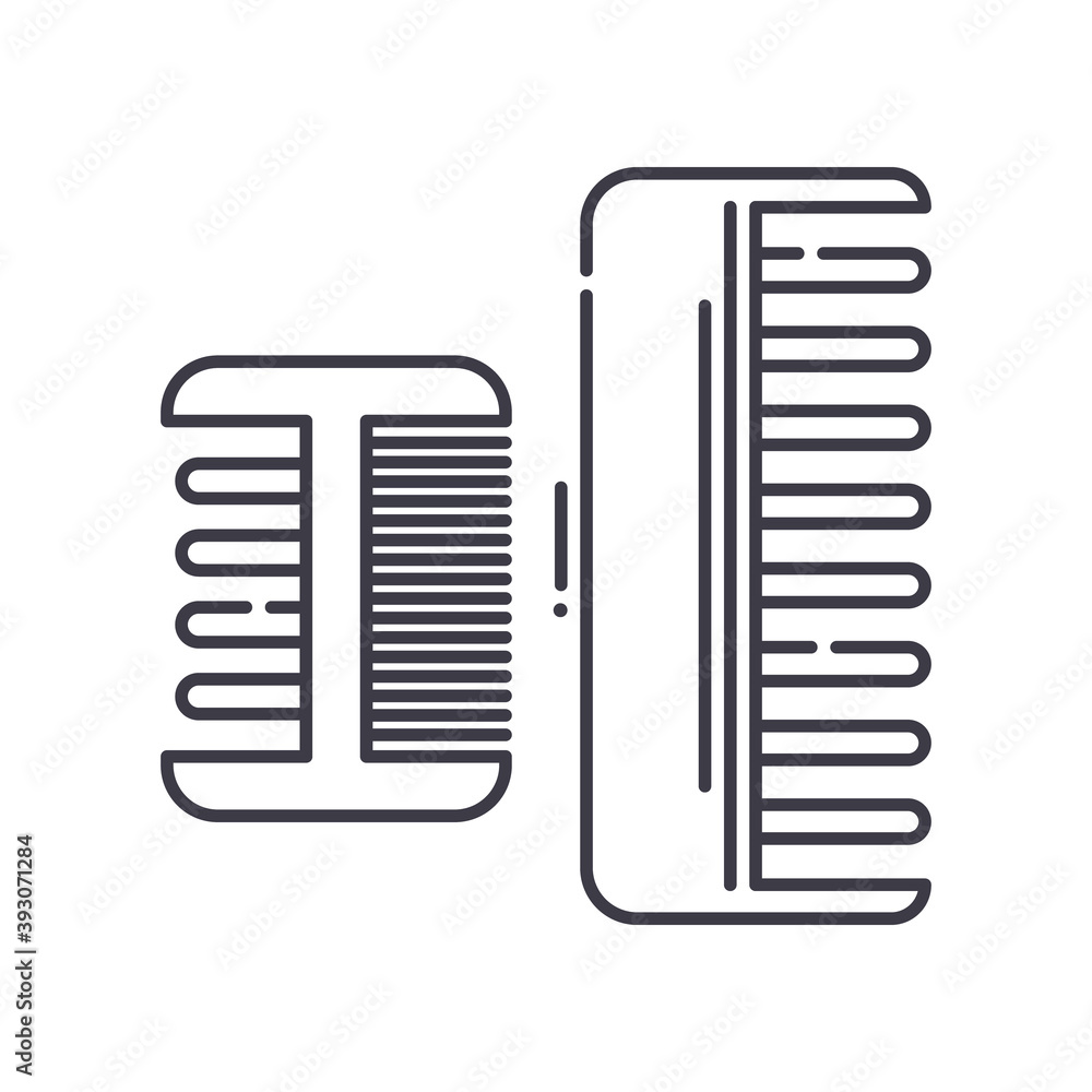 Comb icon, linear isolated illustration, thin line vector, web design sign, outline concept symbol with editable stroke on white background. Comb icon, linear isolated illustration, thin line vector, web design sign, outline concept symbol with editable stroke on white background.