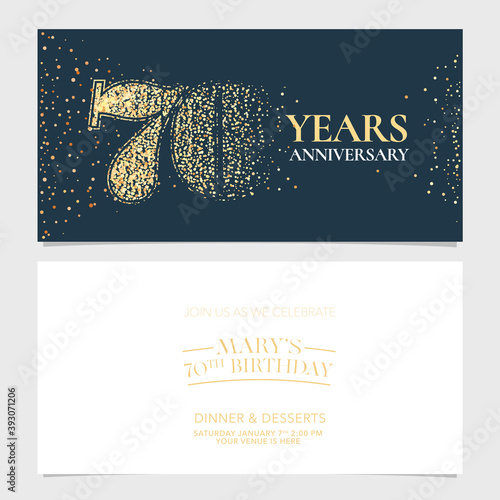 70 years anniversary vector logo, icon. Graphic design element with number for 70th anniversary