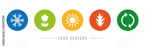 four seasons winter spring summer fall icon set vector illustration EPS10