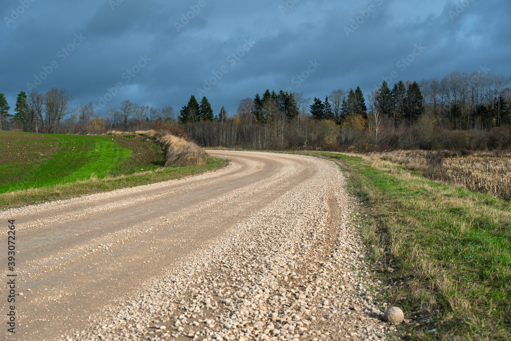 Natural gravel country road.