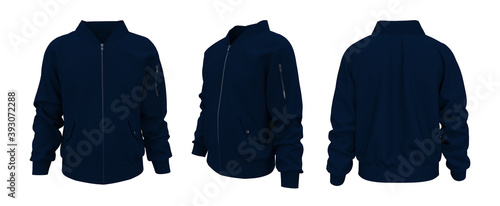 Photo Bomber jacket mockup, design presentation for print, 3d illustration, 3d renderi