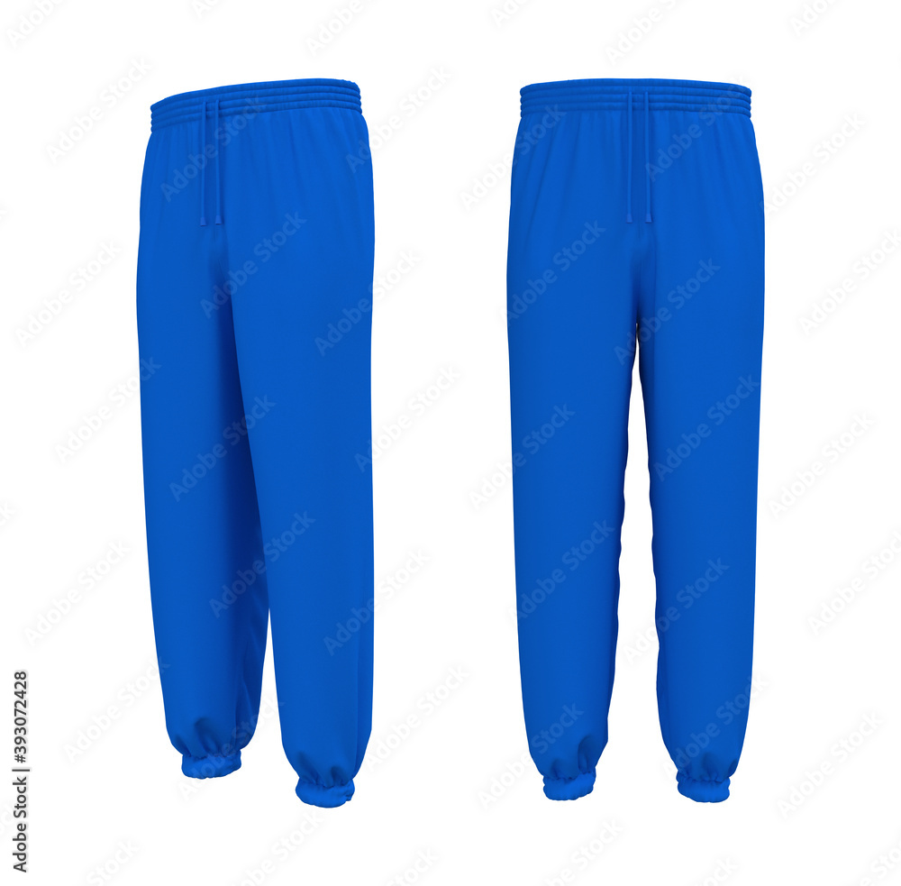 Blank joggers mockup, front and side views. Sweatpants. 3d rendering, 3d illustration. Blank joggers mockup, front and side views. Sweatpants. 3d rendering, 3d illustration.