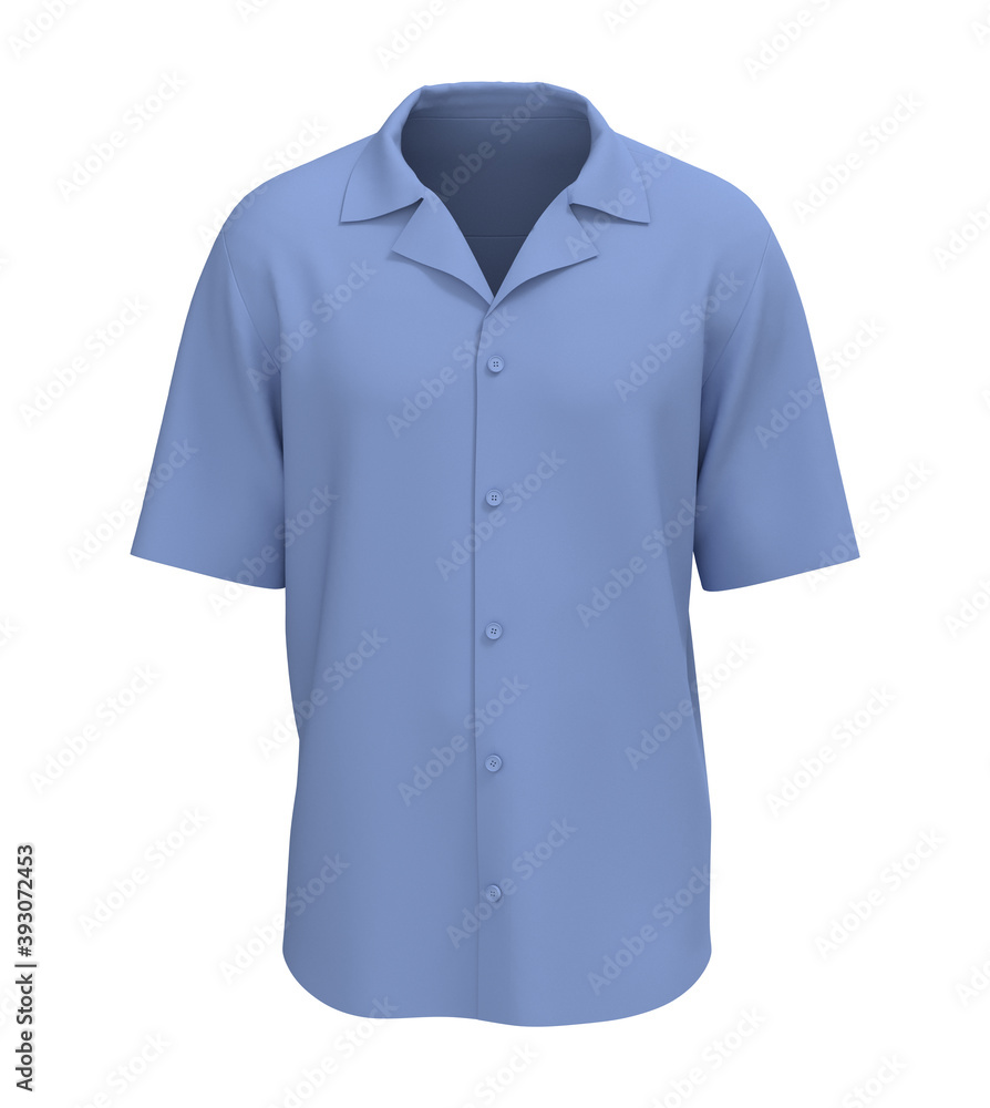 Short sleeve camp shirt mockup. 3d rendering, 3d illustration Short sleeve camp shirt mockup. 3d rendering, 3d illustration