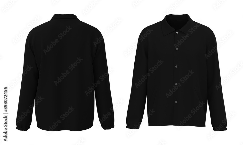 Blank Coach Jacket mockup in front and back views, 3d rendering, 3d ...