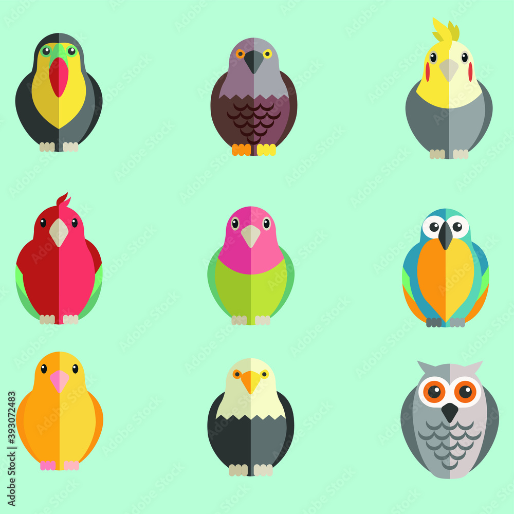 Fototapeta premium set of birds. vector illustration.