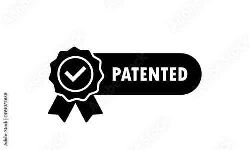 Patented icon. Registered intellectual property, patent license certificate submission. Vector on isolated white background. EPS 10 photo