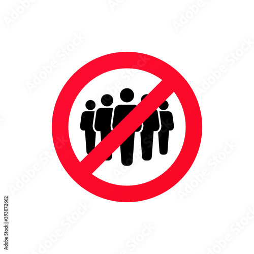No crowd sign. Social distancing. Avoid crowds. Keep your distance. Vector on isolated white background. EPS 10