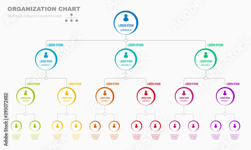 Corporate organisation chart with business people icons. Vector illustration