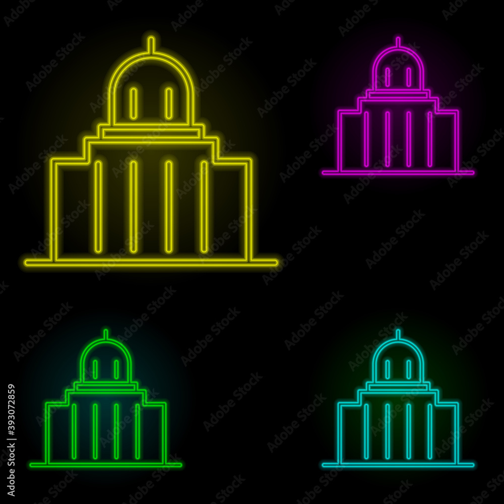 city hall neon color set icon. Simple thin line, outline vector of building landmarks icons for ui and ux, website or mobile application