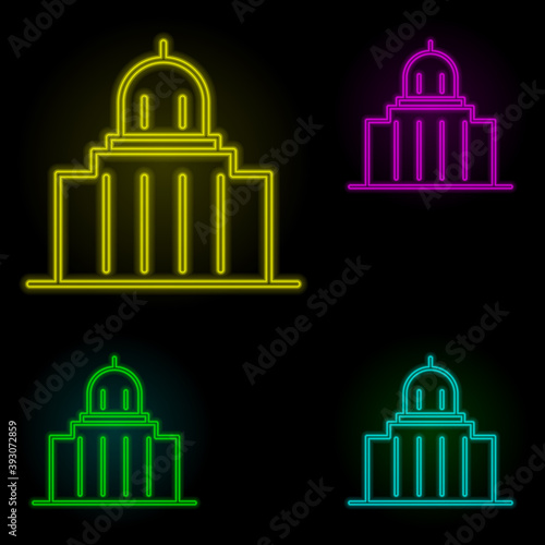 city hall neon color set icon. Simple thin line, outline vector of building landmarks icons for ui and ux, website or mobile application