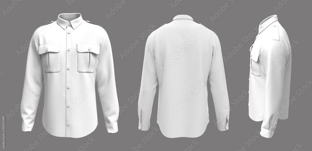 Men's longsleeves military shirt mockup. 3d rendering, 3d illustration Stock  Illustration