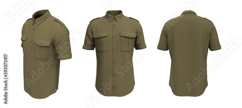 Obraz na plátně Men's short sleeves military shirt mockup